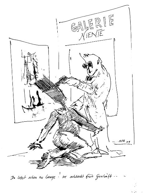 GALERIE NIENTE, Tuschezeichnung, 32 x 24 cm